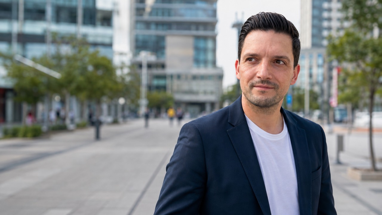Sebastian Greiber in moderner Stadtlandschaft