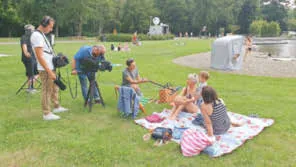 SR-Gespräche auf der Decke am Beckenrand des großen Parkbad-Beckens